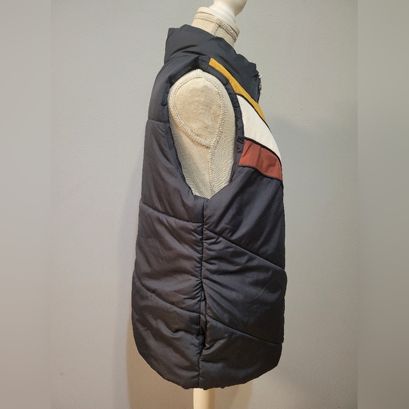 Forever Audrey women's size L navy zip-up vest with multi-colored front panels - Picture 5 of 10